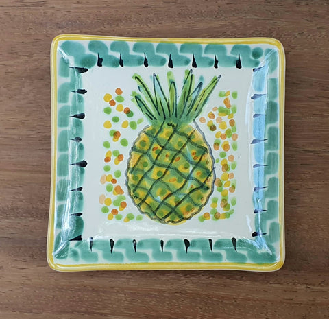 mexican plates folk art bread pineapple hand made mexico