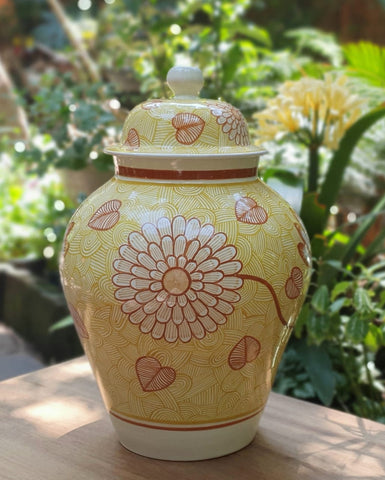 Hand Painted Ceramic Majolica Cookie Jar