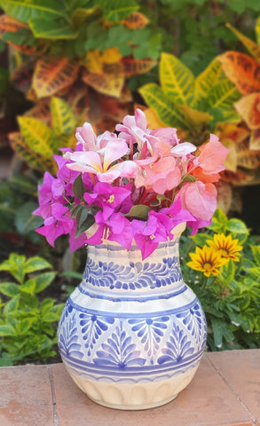 mexican flower vase talavera folk art hand painted