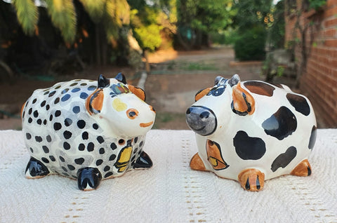 mexican cow salt and pepper decorative pottery table decor