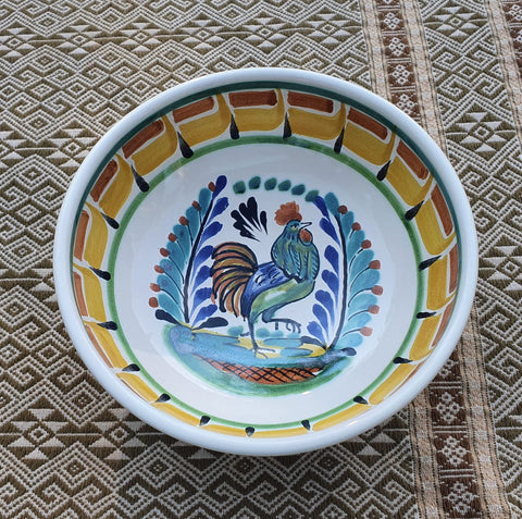 mexican ceramic dinnerware pottery cereal soup bowl majolica mexico rooster motive
