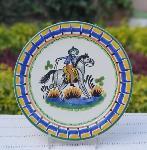 mexican-charger-dinner-plates-ceramic-pottery-hand-made-mexico-tableware-cowboy-motive
