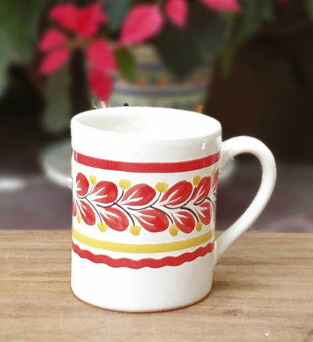 ceramic-coffe-mug-handcrafts-christmas-red-flower-tablesetting-gift-amazon-ebay-talavera-majolica-handmade