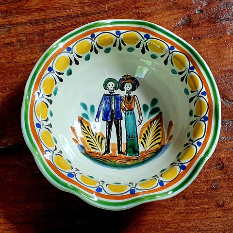 Flouted pasta-bowl-catrina-mexican-ceramics-halloween