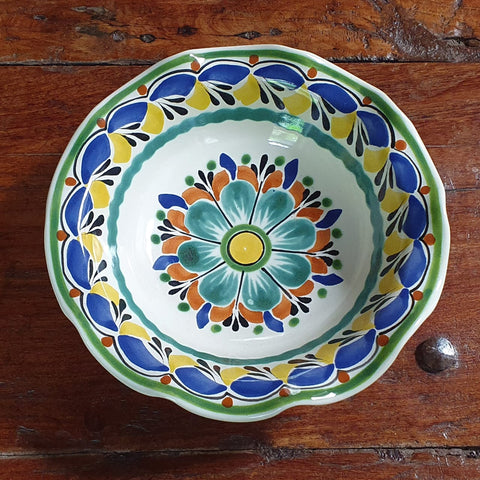 Flouted pasta-bowl-flower-mexican-ceramics