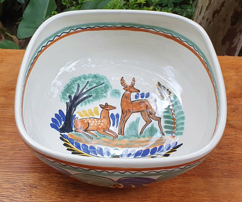 Deer Salad Bolw-chips-snack-dish-bowl-ceramic-hand-painted-Mexican-Pottery-Ceramics-Handmade- Hand Painted- Gorky Pottery-Traditions-Table set ups