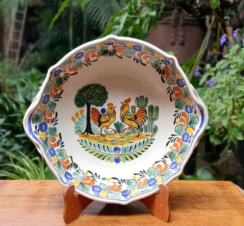 Love Chickens-Octagonal Platter-Ceramics-Handmade-Hand Painted-Mexican Pottery-Gorky Pottery-Tradicional-Decoration-Kitchen-Table Top-Table Settings-Tebale Set UP-Eat Different-Cooking with Style-Mexican Table-Cook Different