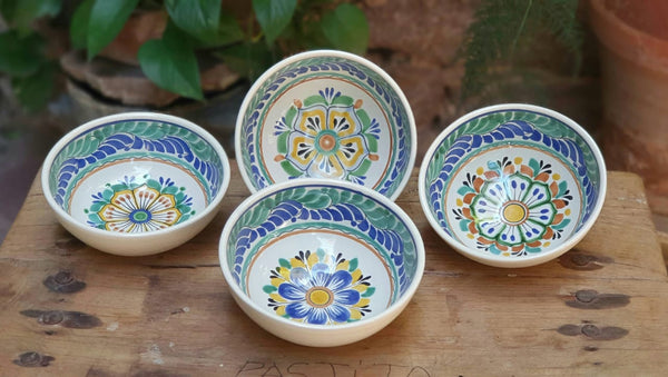 Flower-Soup bowl-cereal bowl-bolws-mexican pottery- ceramics-hand thrown - handmade-hand painted-Gorky Gonzalez-Gorky Pottery-Set of 4 Pieces