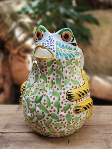 Frog platter-maceta rana-Handmade- hand-painted-mexican-pottery-GorkyGonzalez-Gorky Pottery