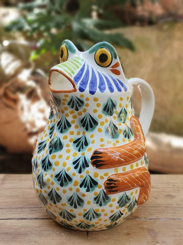 Frog Jar- Jarra de Agua- Water Jar- rana-Handmade- hand-painted-mexican-pottery-GorkyGonzalez-Gorky Pottery-Kitchen-Cooking-Gorky Gonzalez