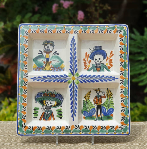 mexican-ceramic-tray-handcrafts-hand-made-guanajuato-mexico-catrina-halloween-decor-tablesetting