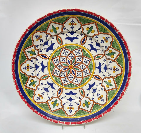 mexican platter decorative wall plate morisco red folk art hand wheel hand painted by gorky gonzalez workshop