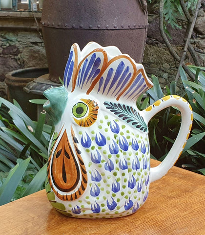 Rooster-water-pitcher-jar-ceramic-hand-painted-Mexican-Pottery-Ceramics-Handmade- Hand Painted- Gorky Pottery-jarra-Gallo