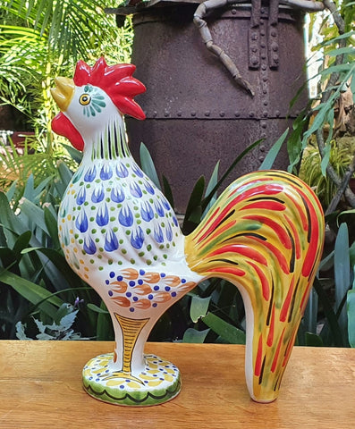 Rooster Figure-ceramic-hand-painted-Mexican-Pottery-Ceramics-Handmade- Hand Painted- Gorky Pottery-Gallo-Decor-Decoration Figures