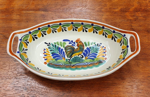 Rooster Oval Tray-Ceramics-Handmade-Hand Painted-Mexican Pottery-Gorky Pottery-Tradicional-Decoration-Kitchen-Table Top-Table Settings-Tebale Set UP-Eat Different-Cooking with Style-Mexican Table-Cook Different