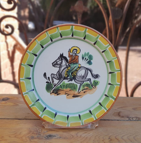 mexico ceramics base dinner plate decor wall cowboy texas motive