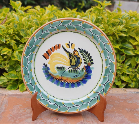 mexican charger dinner plate folk art hand made bird motive