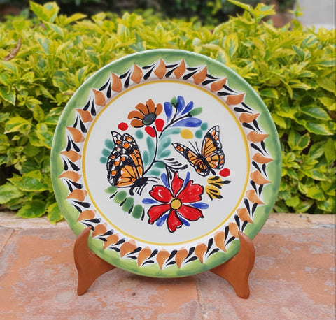 mexican plates charger dinner plate folk art hand painted butterfly motives