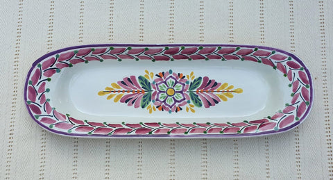mexican pottery snack plate folk art majolica flower design