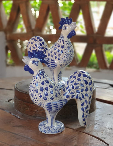 mexican-ceramic-rooster-figure-blue-talavera