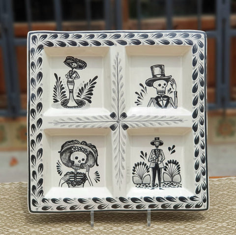 mexican-tray-ceramic-pottery-hand-made-catrina-motives-folk-art-halloween-decorations-tableware