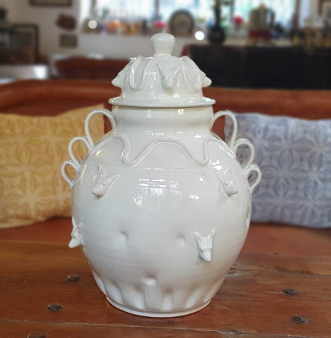mexican ceramic vase white mayolica