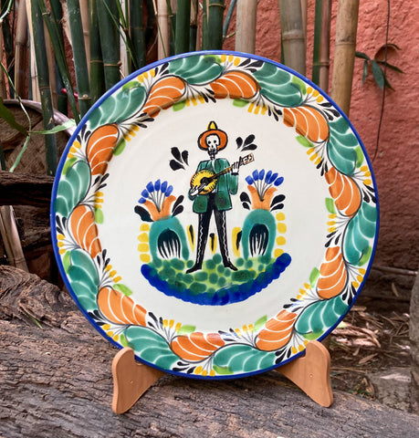 ceramic-plate-catrin-halloween-decorations-day-of-dead-mexico-majolica-talavera