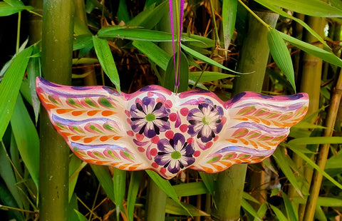 christmas-ornaments-decor-tree-purple-heart-wings-ceramic-mexico