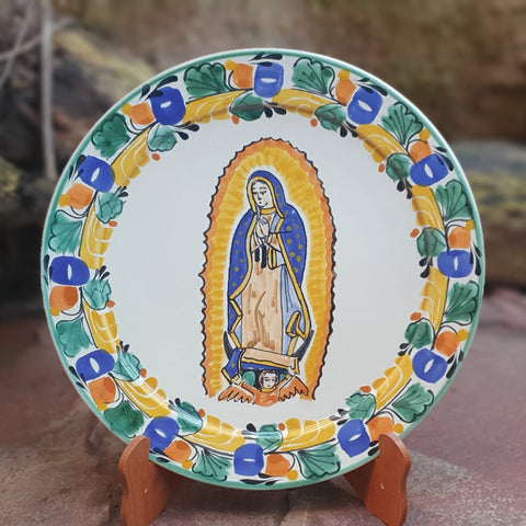lady-of-guadalupe-ceramic-plate-handcrafts-talavera-majolica-mexico_Religion_Church_Tradition_Virgin_Virgen de Guadalupe_Mexican Culture