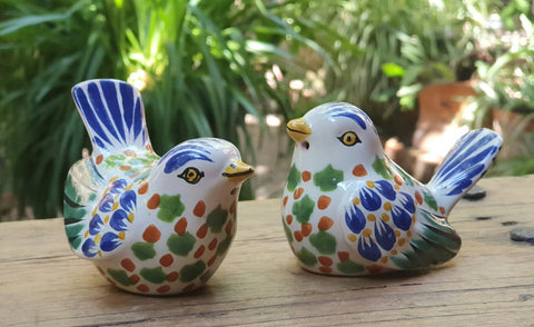 mexican-ceramic-love-birds-decorative-salt-and-pepper-shaker-table top-hand painted-hand crafted-kitchen-eat different