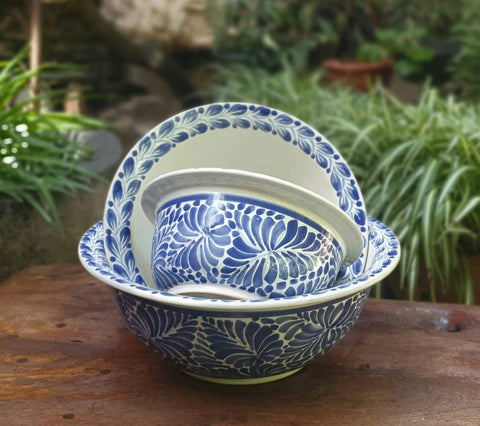 mexican-ceramic-salad-bowl-blue-talavera-majolica-tableware-decor-kitcken-hand-made-mexico