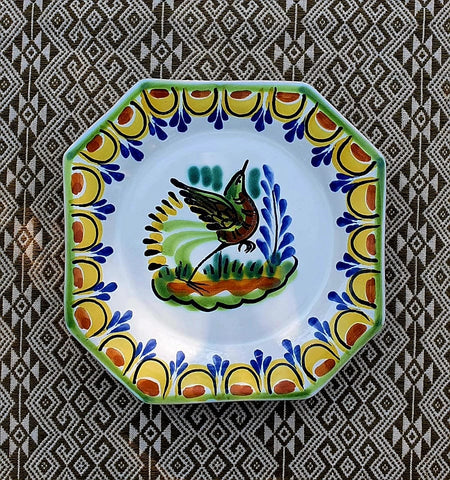 mexican-ceramics-bird-octagonal-snack-plate-mayolica-decorations