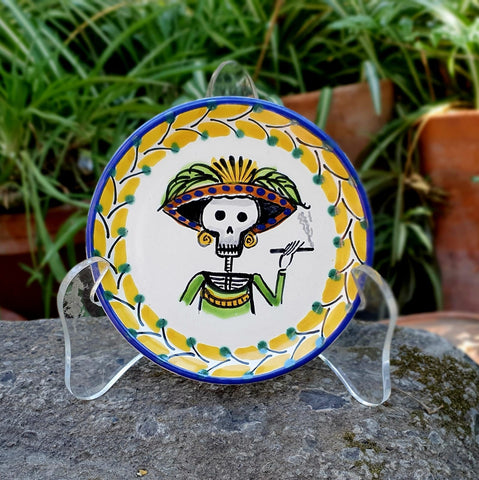 mexican-ceramics-bread-tapas-plate-catrina-skeleton-hallowen-day
