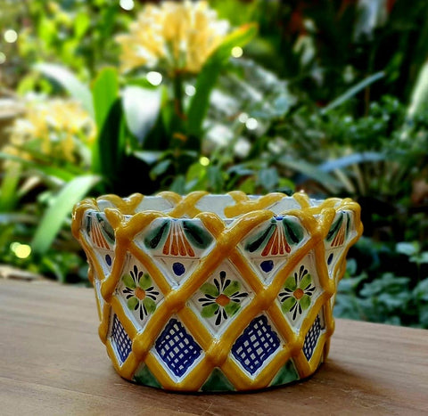 mexican-ceramics-canister-canasta-fruit-pot-flowers-planters-garden-decor-handmade-handcrafts-green-yellow