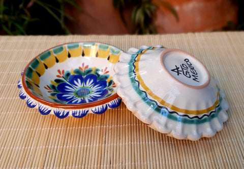 mexican-ceramics-colors-flower-saucer-snack-dish-handcrafts-handmade