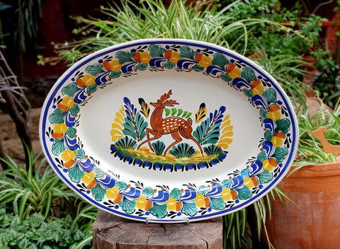 mexican-ceramics-deer-oval-platter-tabledecor-mayolica-mexico