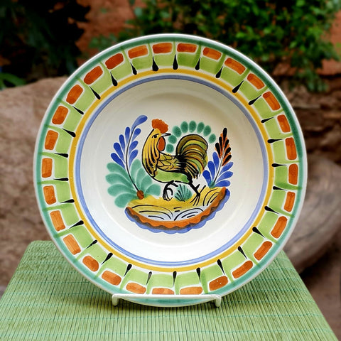 mexican-ceramics-flat-bowl-rooster-lvoers-handcrafts-tableware-foodsafe-4