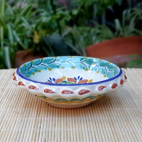 mexican-ceramics-flower-snack-bowl-gorky-gto-mexico-green-1