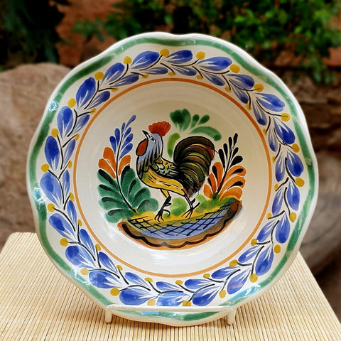 mexican-ceramics-pasta-bowl-rooster-handcrafts-tableware-foodsafe