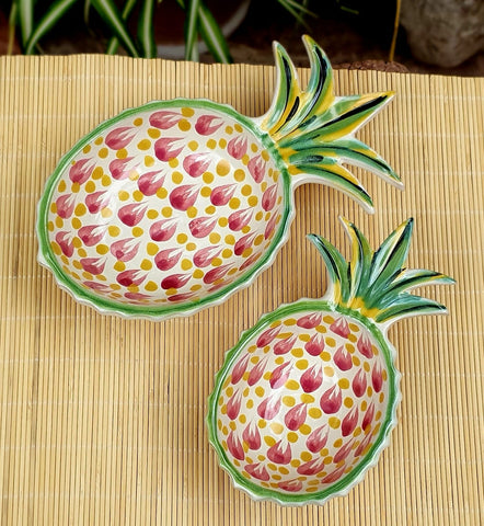 mexican-ceramics-pineapple-snack-for-serving-green-setof2-colors