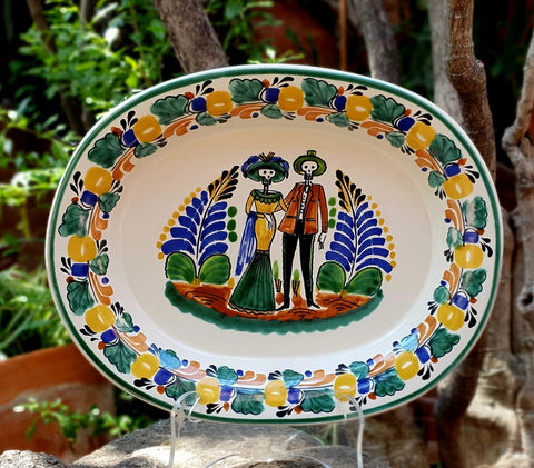 mexican-ceramics-wedding-catrina-skeleton-platter-hallowen-day