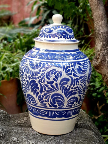 mexican-decor-ceramic-vase-blue-and-white-talavera-gto-mexico