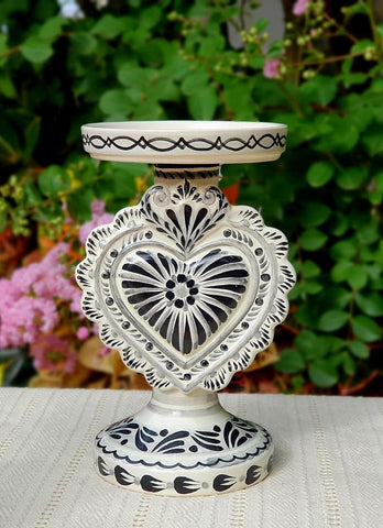 mexican-handcrafts-black-decorative-candle-holder-majolica-for-sale-ceramics-gto