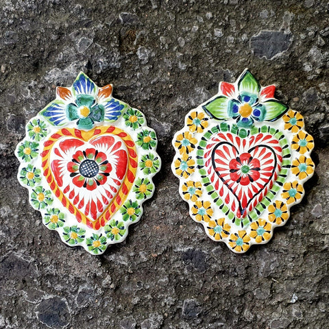 mexican-handcrafts-flower-christmas-heart-ornaments-love-day-handpainted-heart-setof2-4