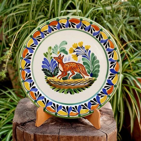 mexican-motives-plates-fox-animals-farm-ranch-mayolica-talavera-from-mexico-tableware