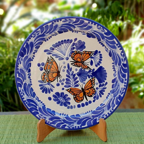 mexican-plate-butterfly-dinner-salad-table-accent-blue-and-white-2