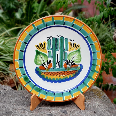 mexican-plates-ceramics-cactus-flower--mayolica-from-mexico-amazon-handcrafts
