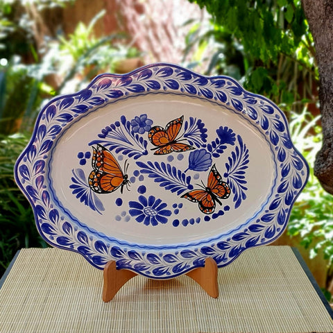 mexican-platter-butterfly-oval-table-accent-blue-and-white-1