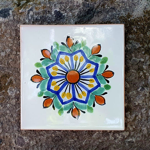 mexican-tiles-XI-pottery-hand-made-custom-designs-4x4-6x6-home-decor-flower-12