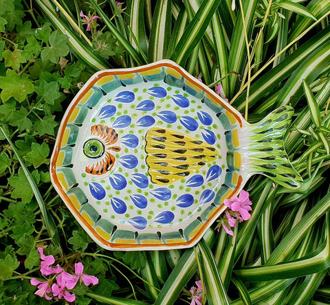 mexican plates snack dish fish decorative hand painted ceramic mexico